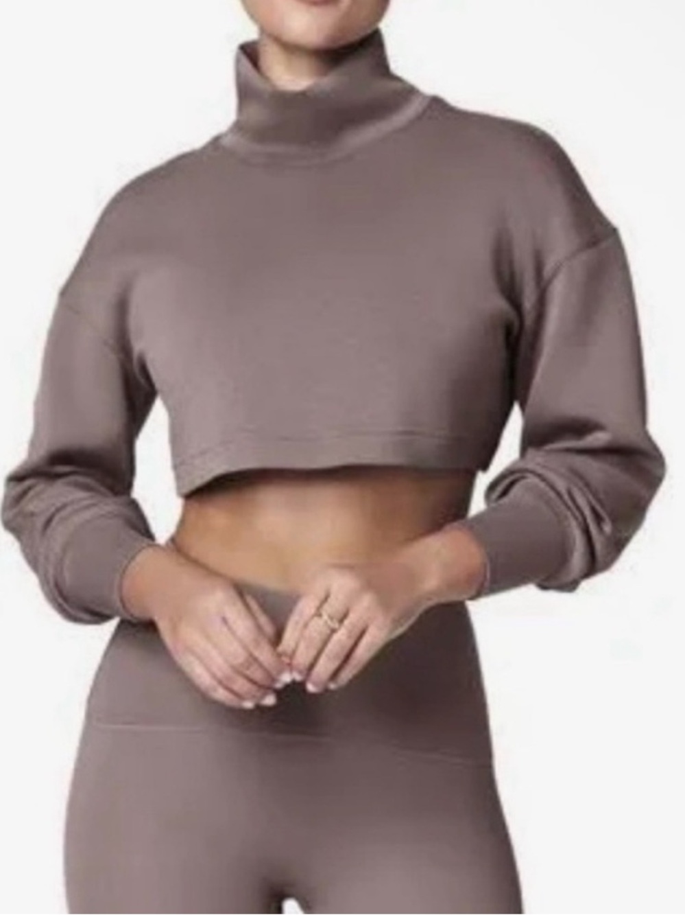 SPANX Air Essentials Cropped Turtleneck Top - Taupe